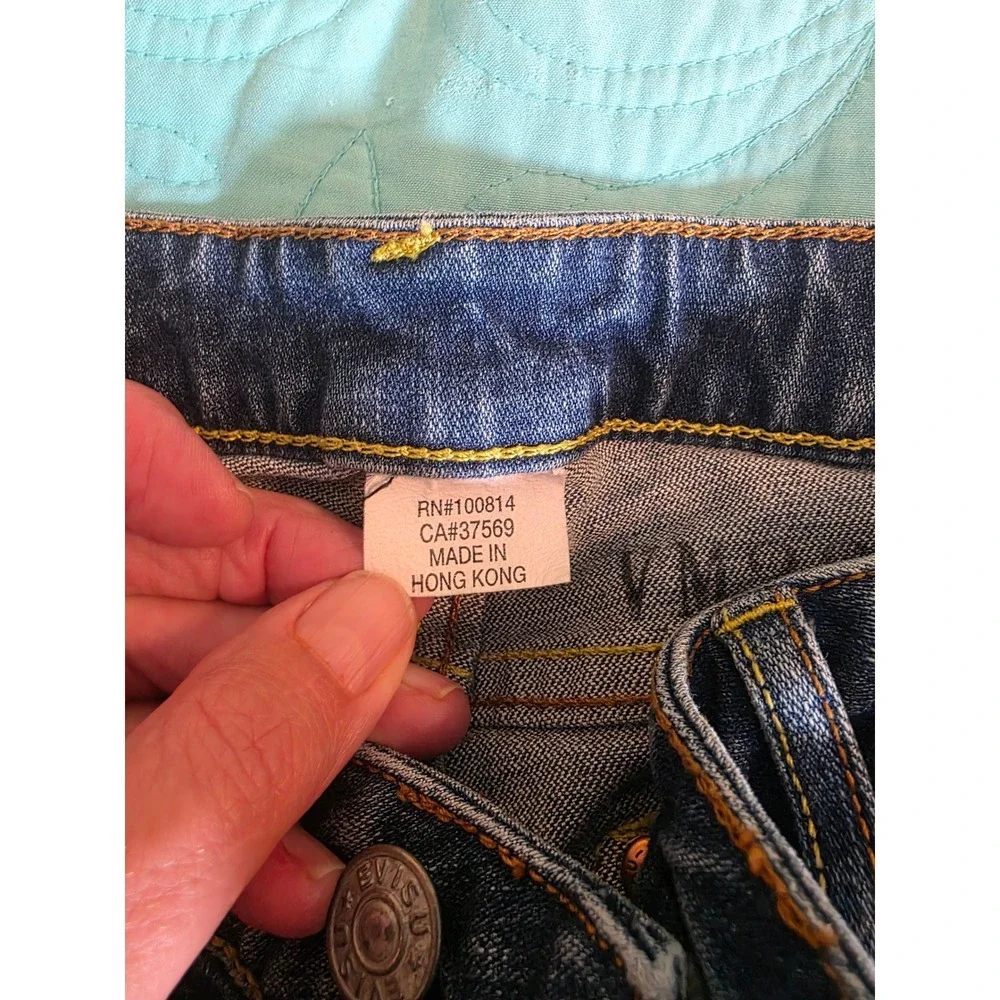 Evisu Heritage Jeans Sz 28 Medium Wash Distressed Seagull Logo Straight Leg VTG